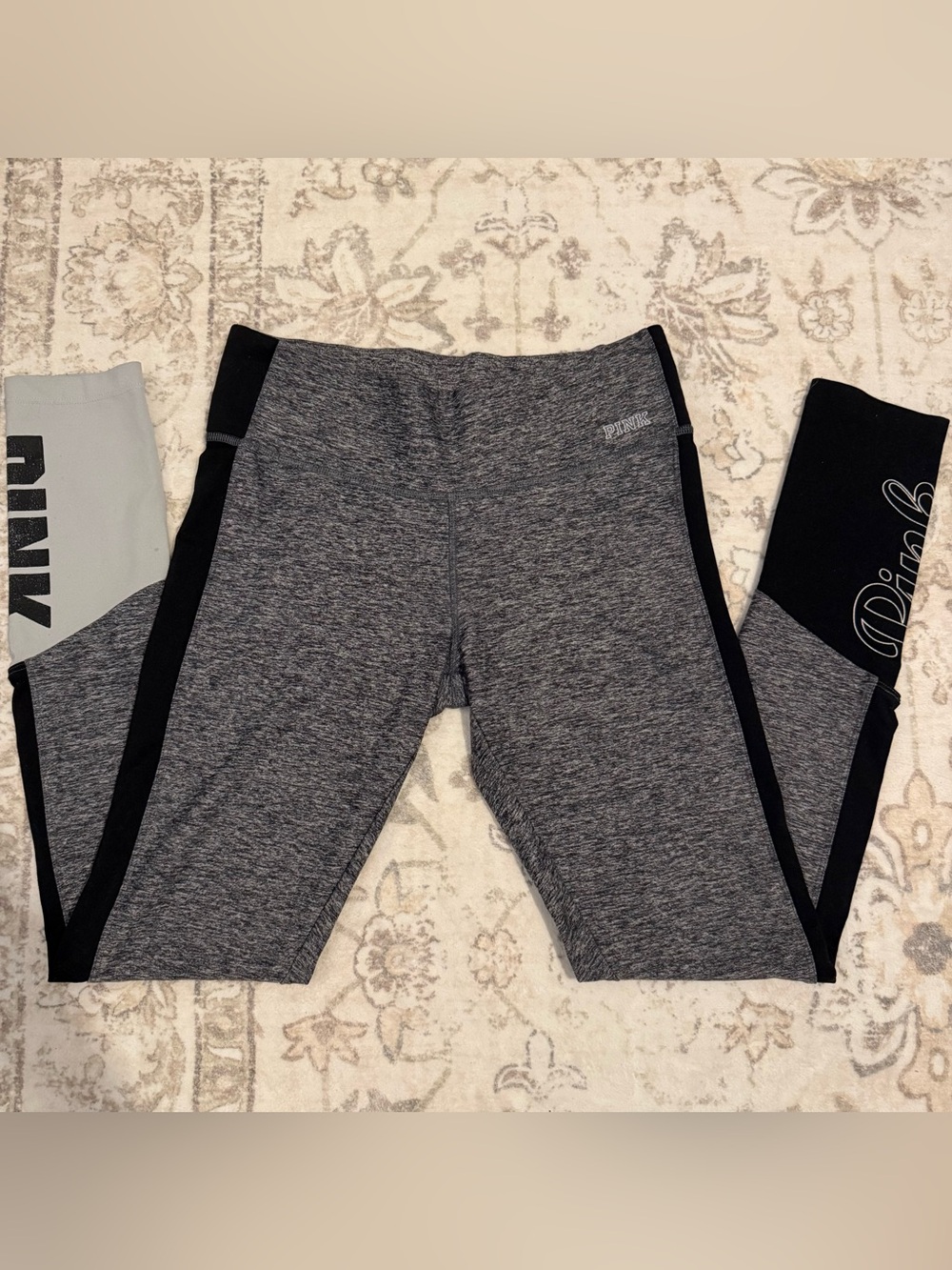 PINK Victoria's Secret Gray & Black Athletic Capris